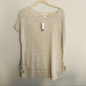 Cj Banks Lightweight Cream Sweater w/ Side Ties